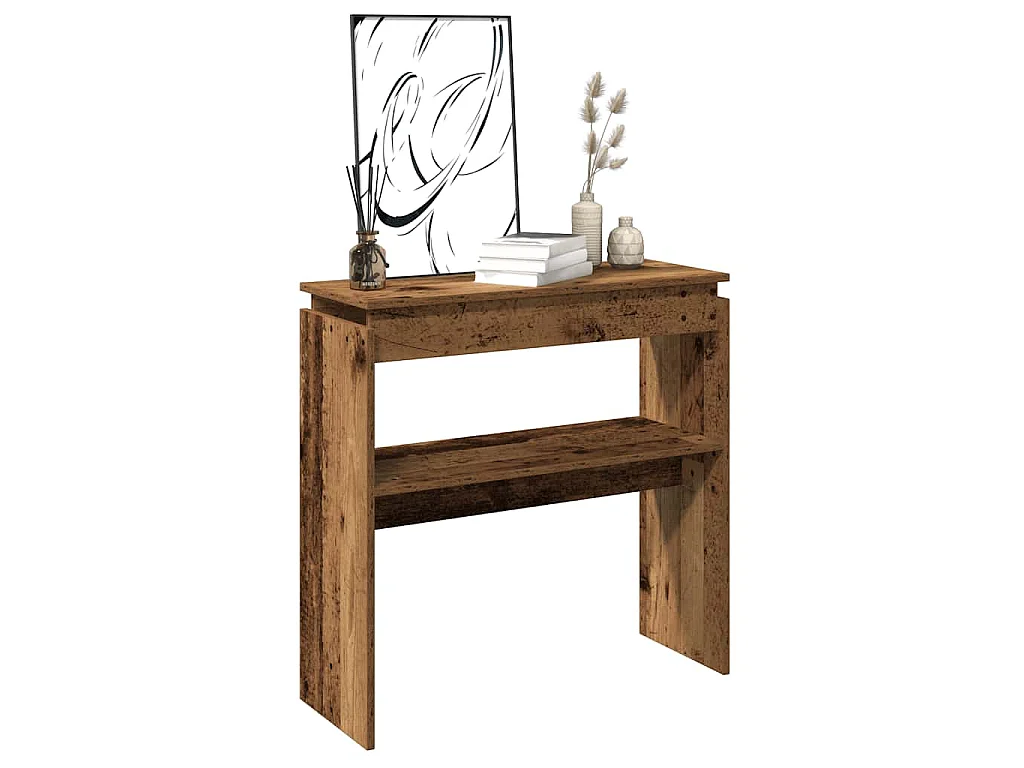 Table console vieux bois, panneau de bois, pour l'entrée, 80 × 30 × 80 cm