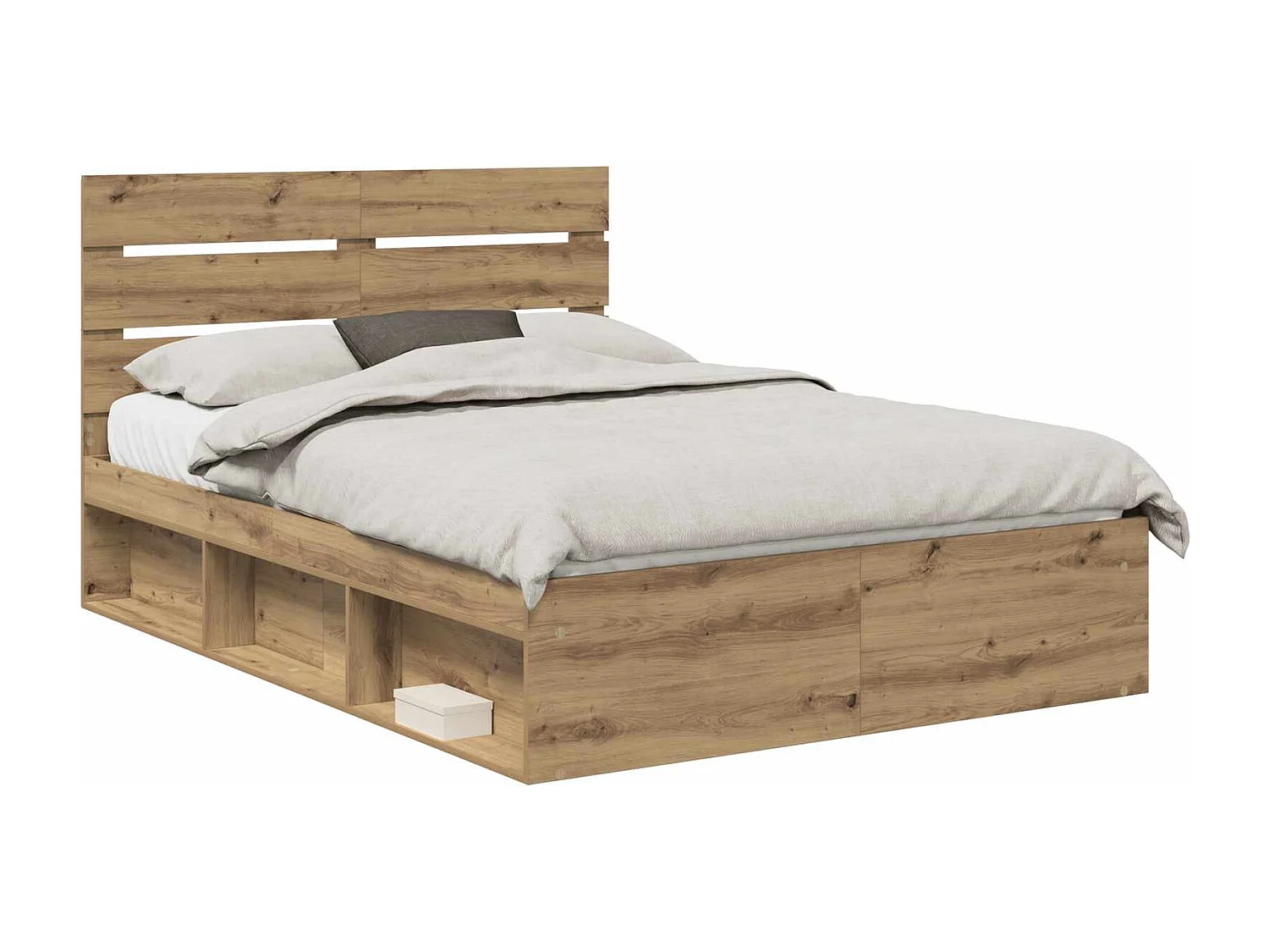 Cadre de lit Chêne artisan 140 x 190 cm Bois de pin massif
