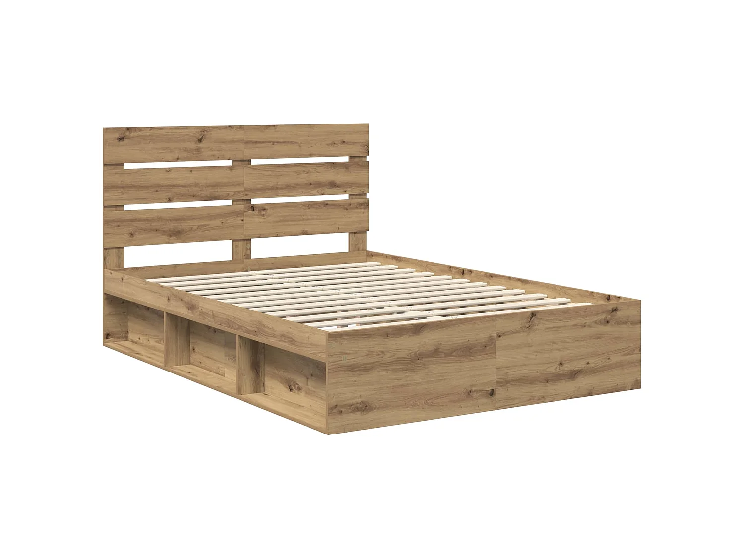 Estructura de cama con cabecero de roble artisan, 140 × 190 cm