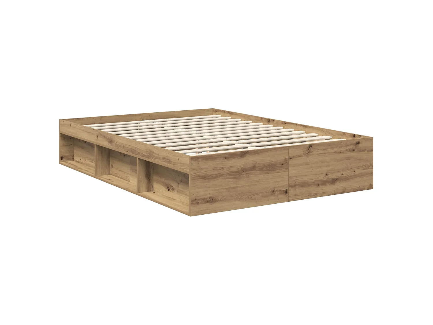 Estructura de cama con cabecero de roble artisan, 140 × 190 cm