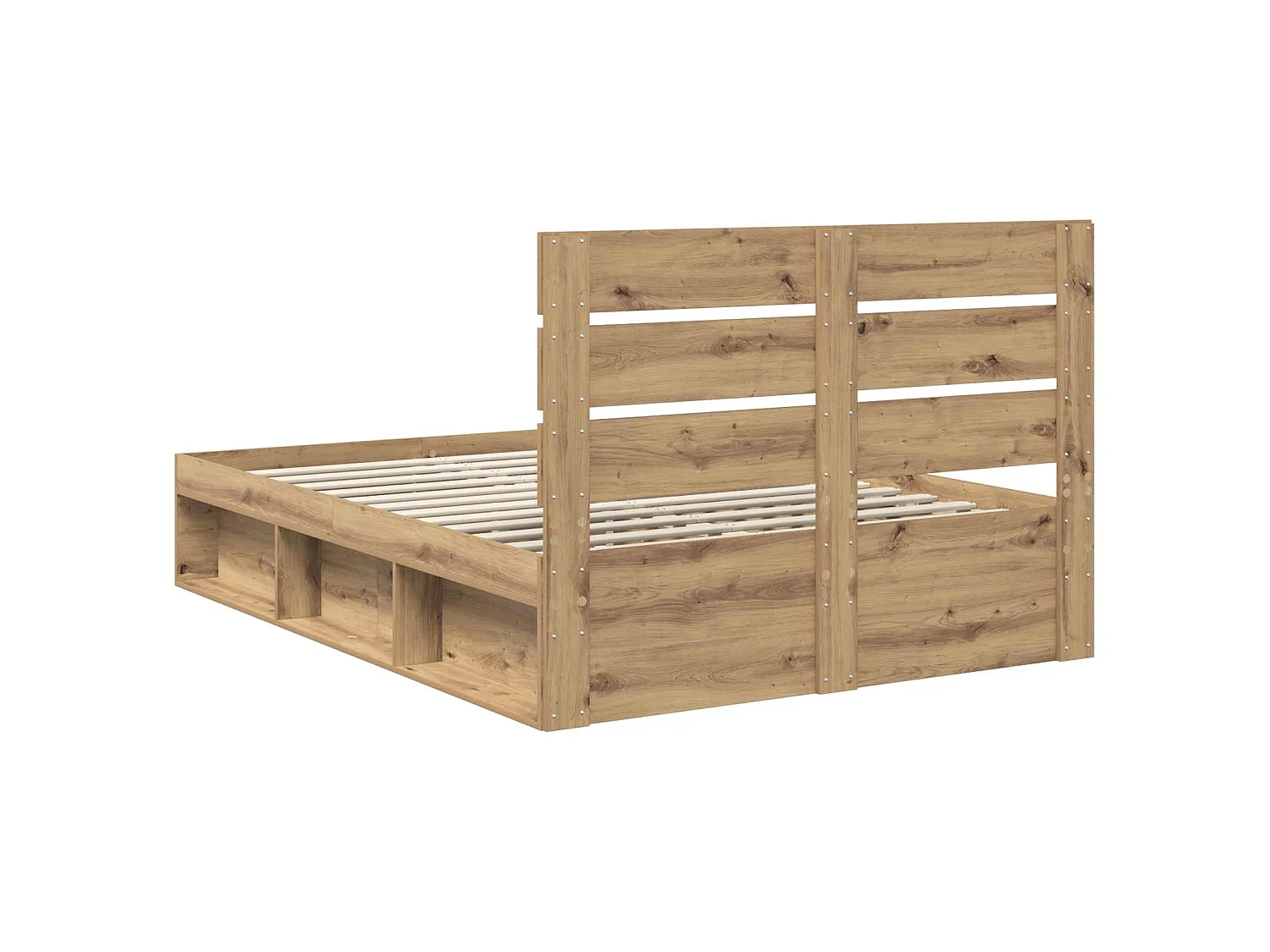 Estructura de cama con cabecero de roble artisan, 140 × 190 cm
