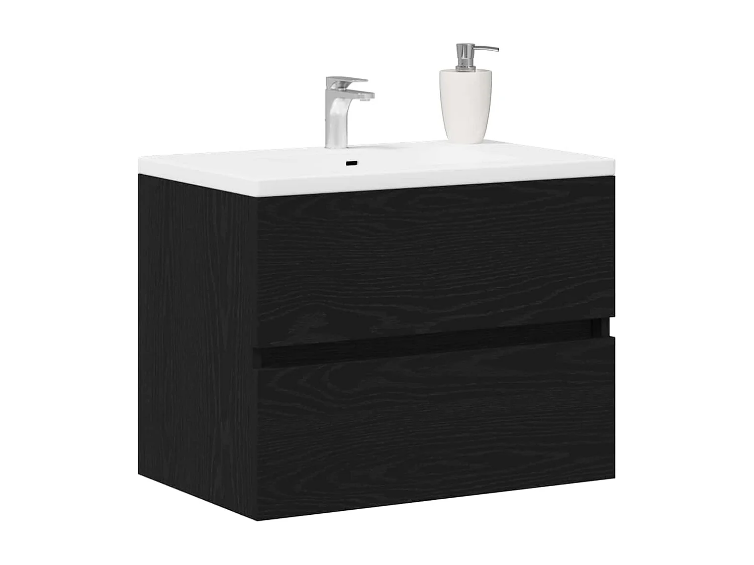 Meuble de Lavabo de Salle de Bain Chêne noir 60 x 38,5 x 45 cm