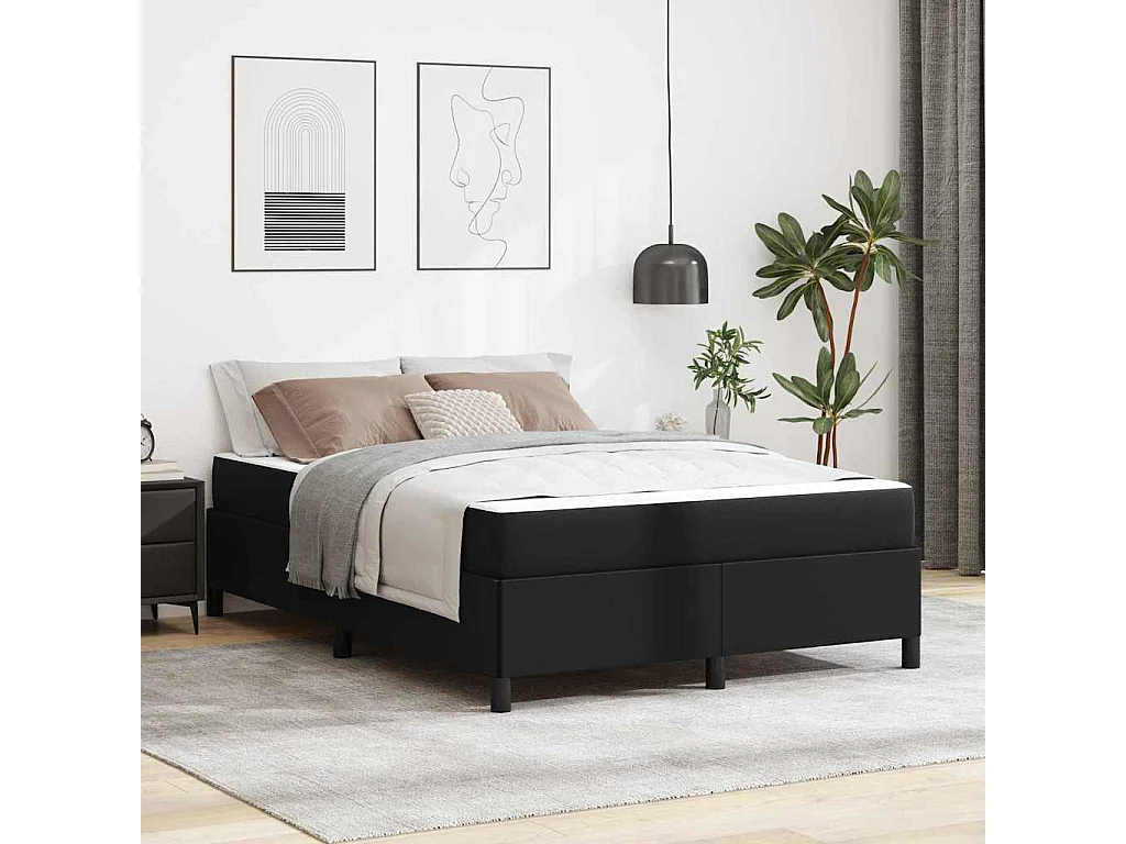Cadre de lit avec matelas Noir 160 x 200 cm tissu