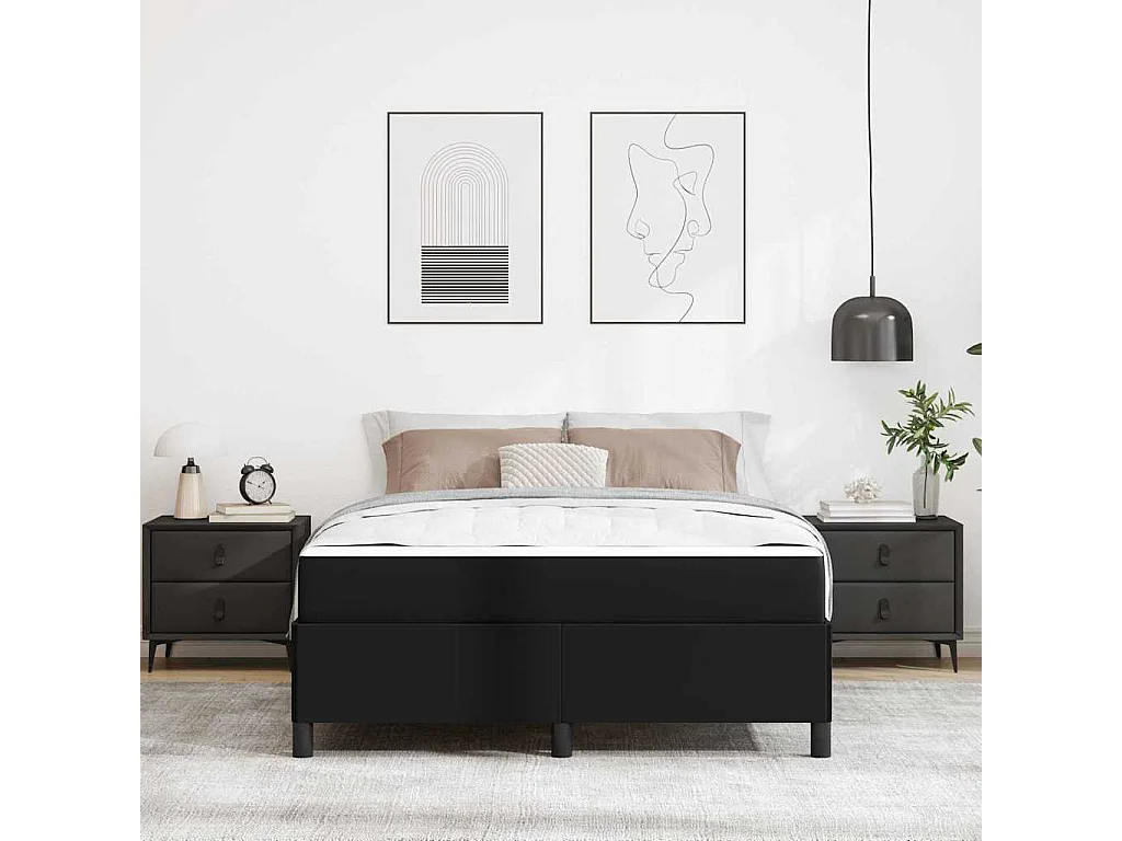 Cadre de lit avec matelas Noir 160 x 200 cm tissu
