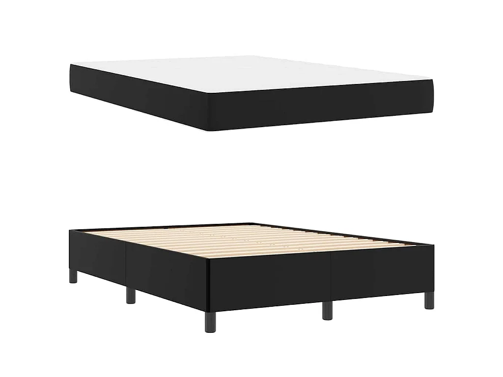 Estructura de cama con colchón de tela negro, 160 × 200 cm