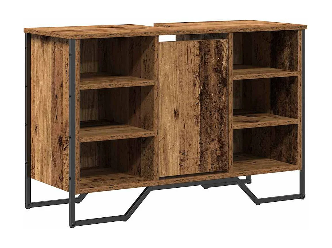 Meuble de Lavabo de Salle de Bain Bois Ancien 91 x 35 x 60 cm