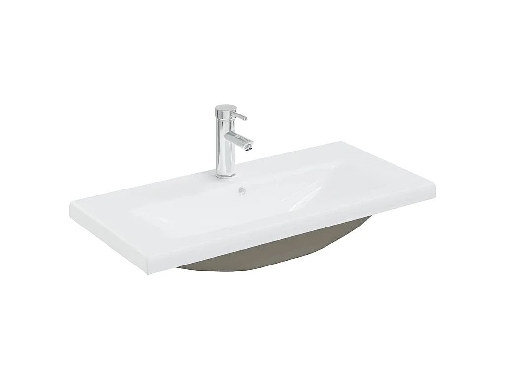 Mueble de lavabo con lavabo integrado y grifo de madera envejecida