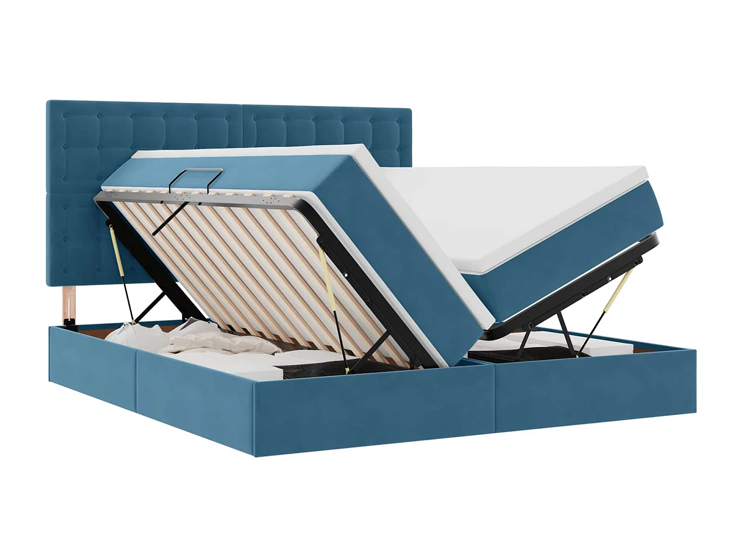 Lit de Rangement avec matelas Bleu foncé 180 x 200 cm Velours