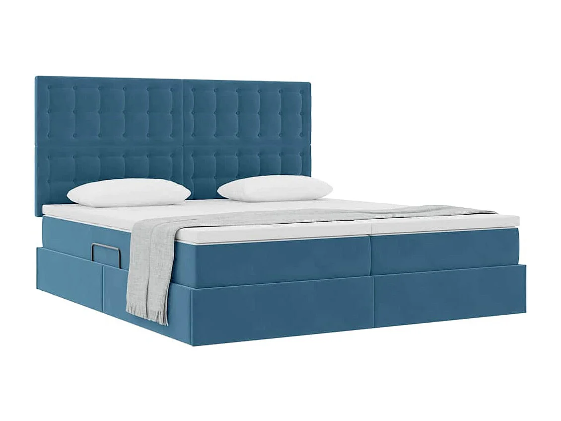 Lit de Rangement avec matelas Bleu foncé 180 x 200 cm Velours