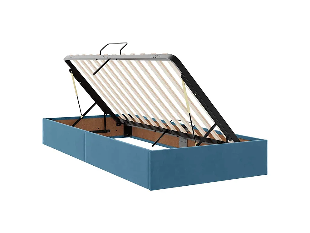 Cama con almacenamiento de terciopelo azul oscuro, para dormitorio, 180 × 200 cm