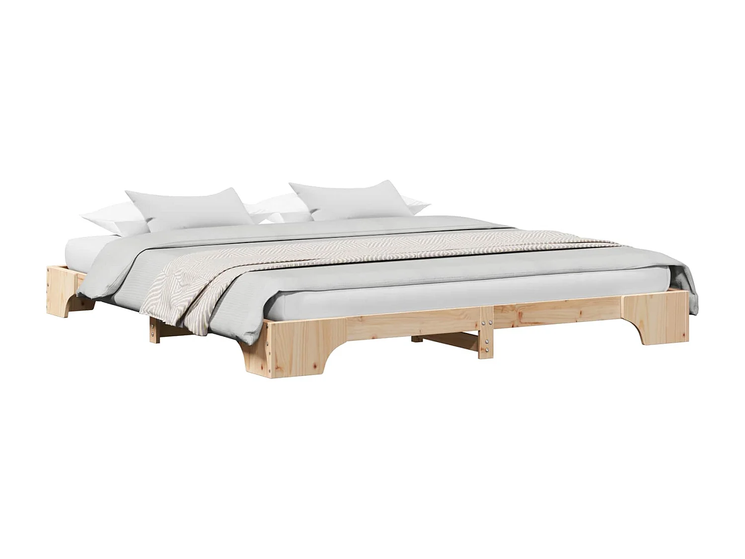 Cadre de lit Naturel 200 x 200 cm Pin massif