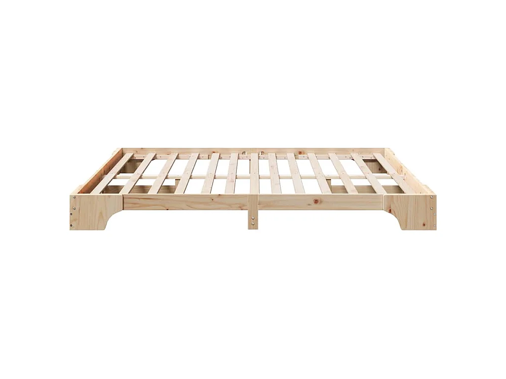 Cadre de lit naturel 200 x 200 cm pin massif