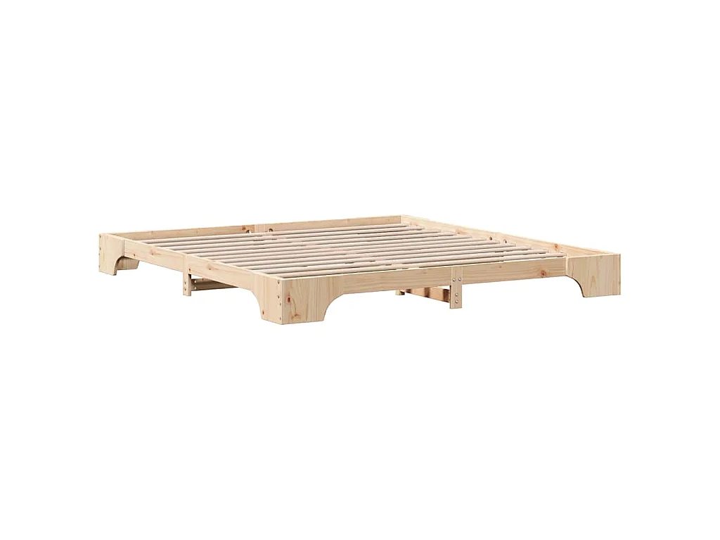 Cadre de lit naturel 200 x 200 cm pin massif