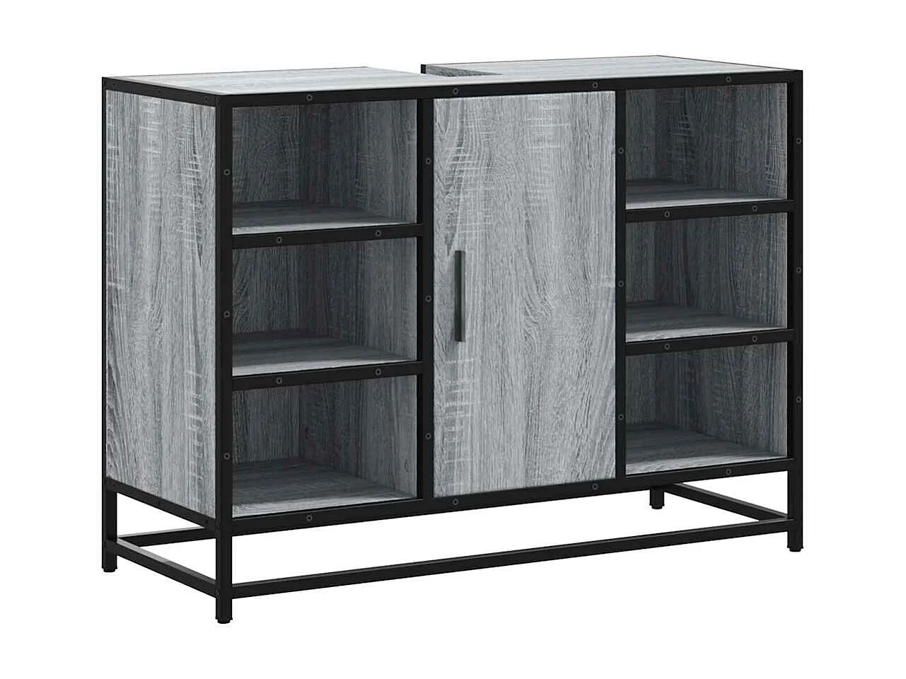 Armoire lavabo de salle de bain  gris bois d'ingénierie