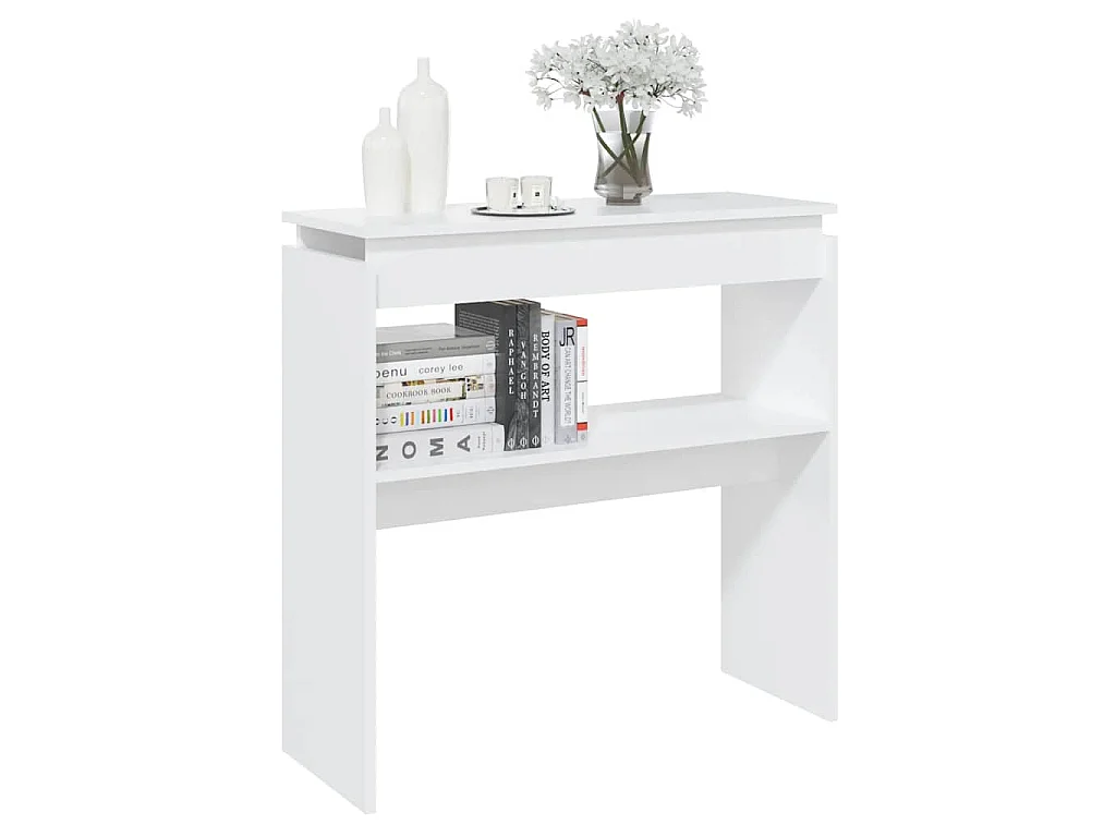 Table console blanche 80 x 30 x 80 cm en panneau de bois