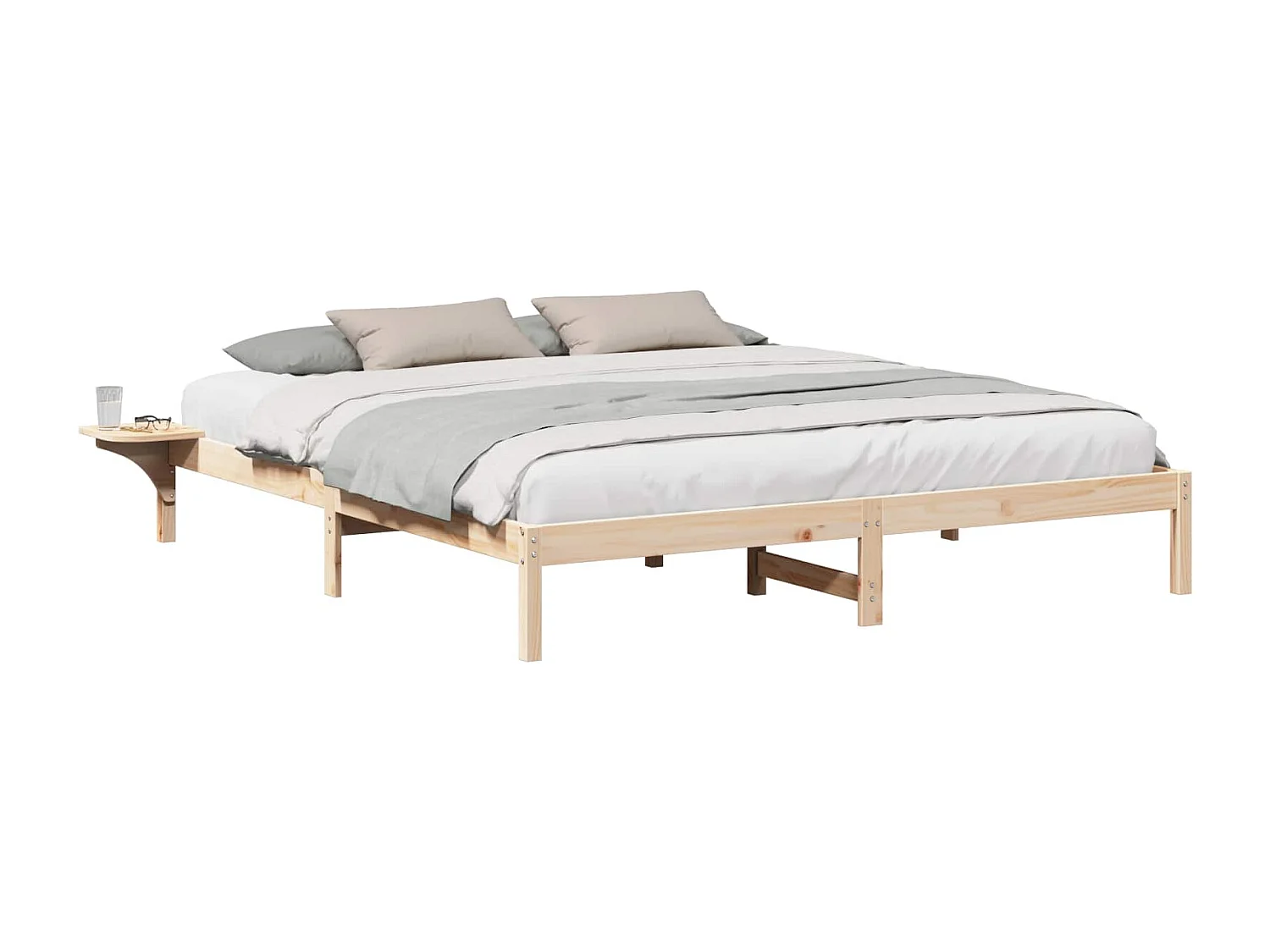 Cadre de lit Naturel 200 x 200 cm Pin massif