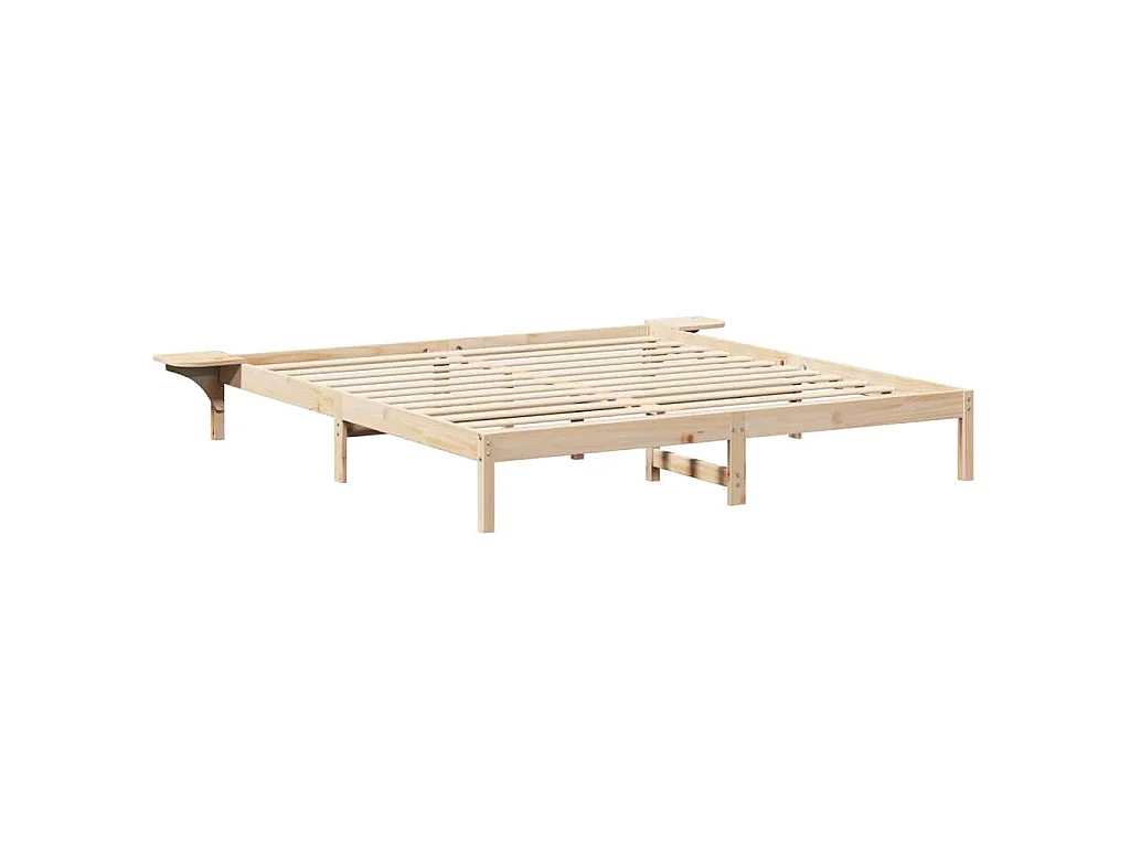 Estructura de cama de madera maciza de pino natural, 200 × 200 cm