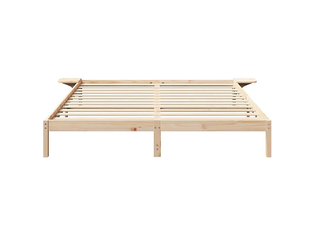 Estructura de cama de madera maciza de pino natural, 200 × 200 cm