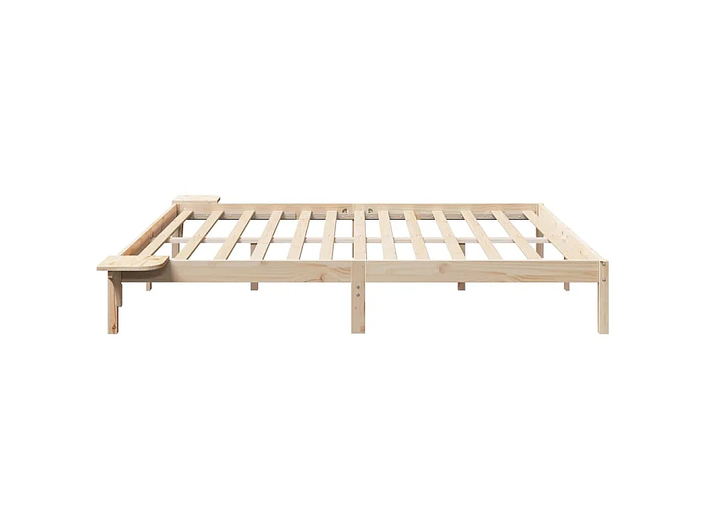 Estructura de cama de madera maciza de pino natural, 200 × 200 cm