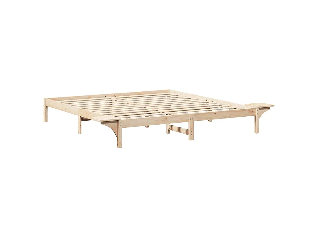 Estructura de cama de madera maciza de pino natural, 200 × 200 cm