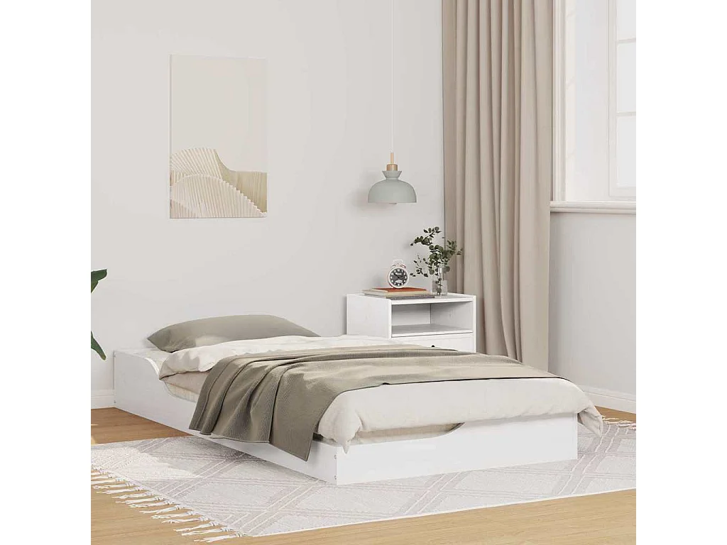 Cadre de lit Blanc 90 x 190 cm Pin massif