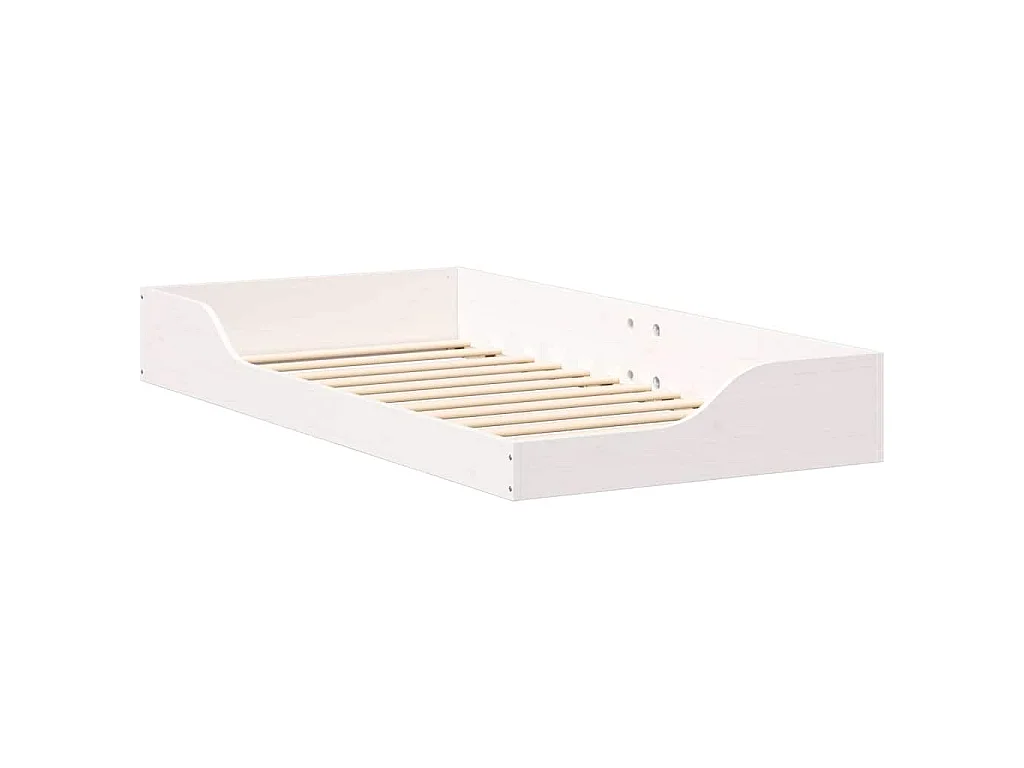 Cadre de lit blanc 90 x 190 cm en pin massif
