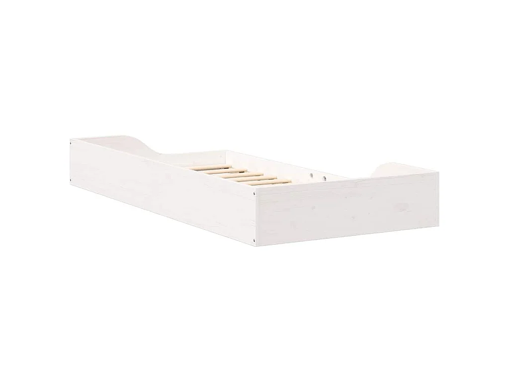 Cadre de lit blanc 90 x 190 cm en pin massif