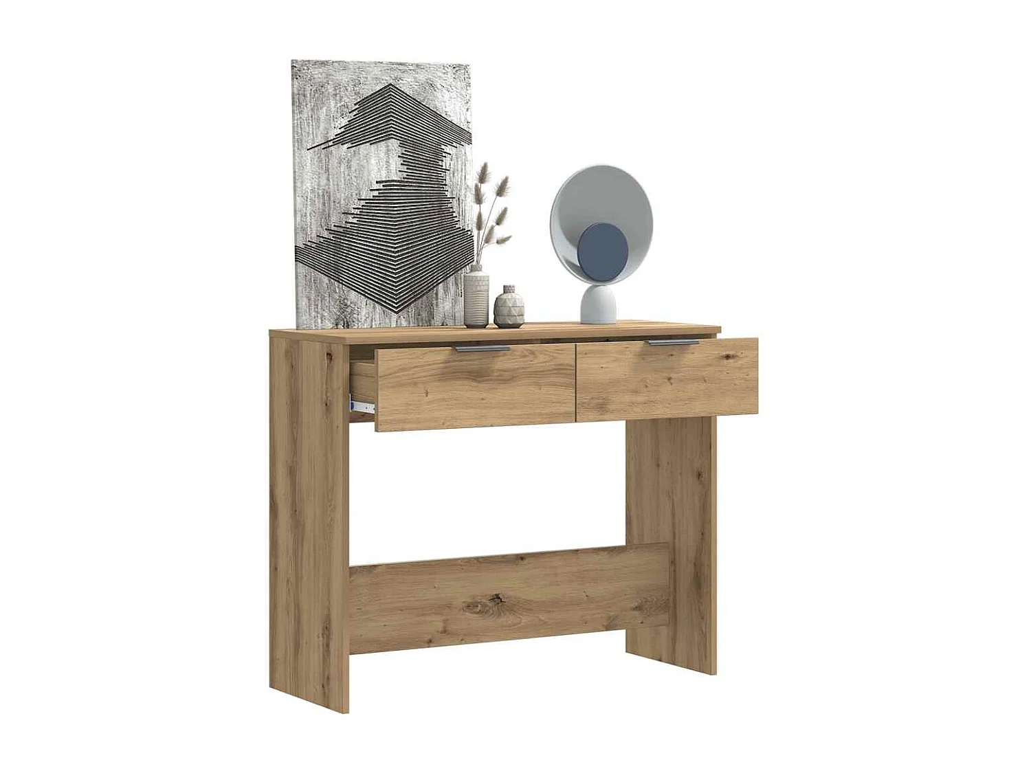 Table console chêne artisanal 90x36x75 cm bois d'ingénierie