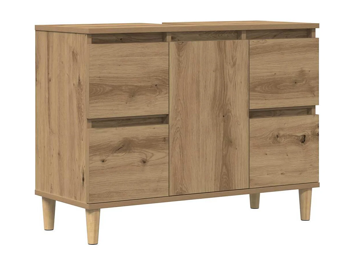 Armoire d'évier chêne artisanal 80x33x60 cm bois d'ingénierie