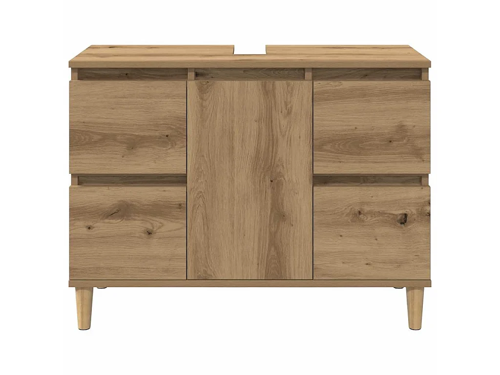 Mueble de lavabo de madera contrachapada roble artisan, 80 × 33 × 60 cm