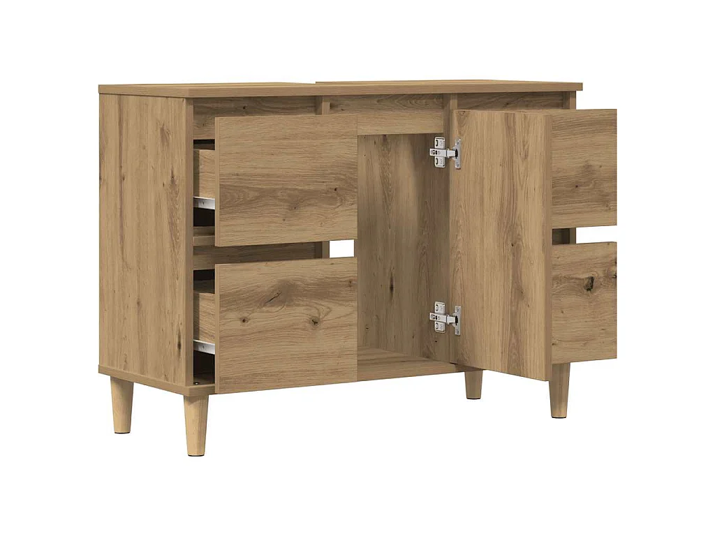 Mueble de lavabo de madera contrachapada roble artisan, 80 × 33 × 60 cm