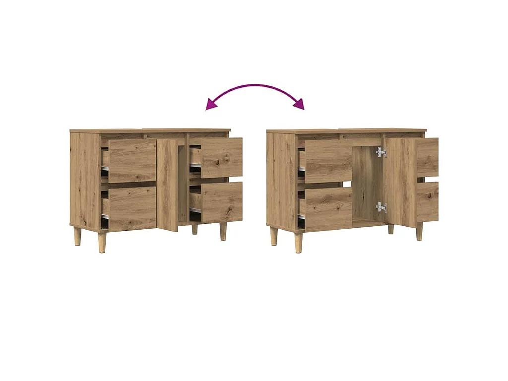Mueble de lavabo de madera contrachapada roble artisan, 80 × 33 × 60 cm