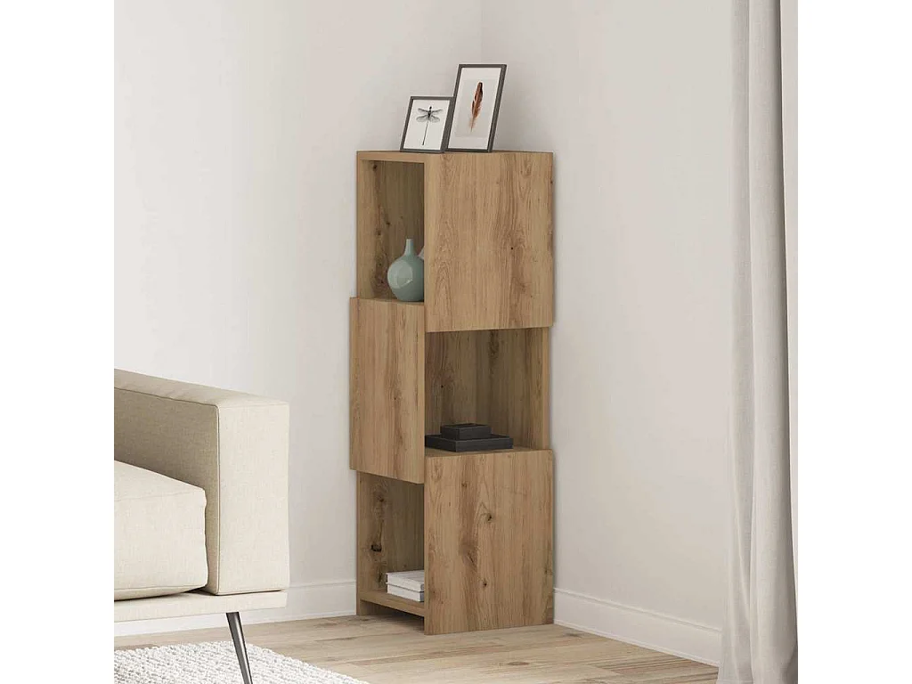 Meuble d'angle Chêne artisanal 30,5x30x95cm Bois d'ingénierie