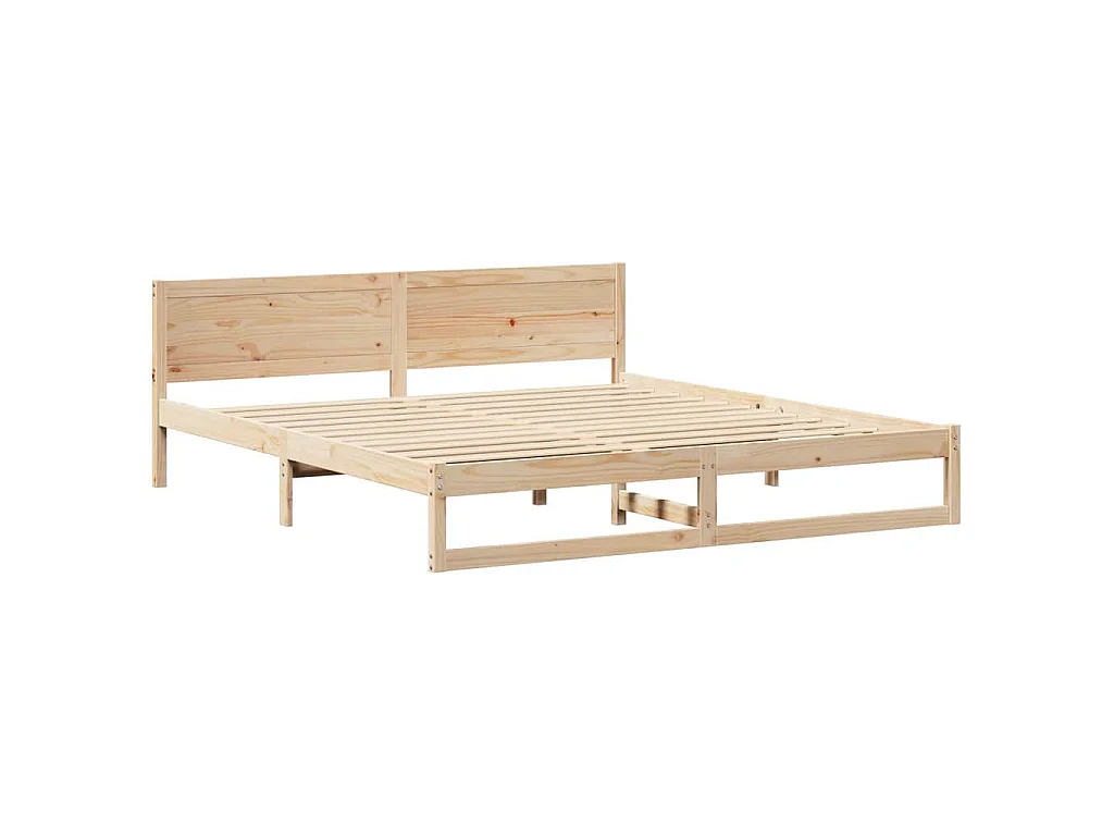 Cadre de lit avec tête de lit Naturel 200 x 200 cm pin massif