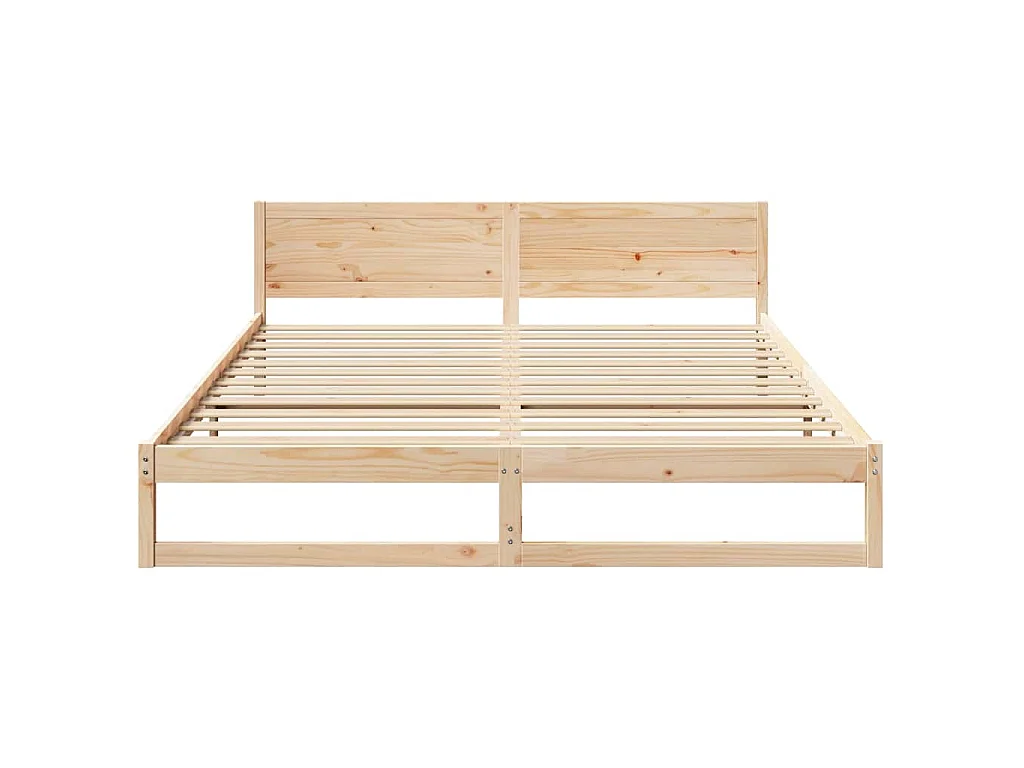 Cadre de lit avec tête de lit Naturel 200 x 200 cm pin massif