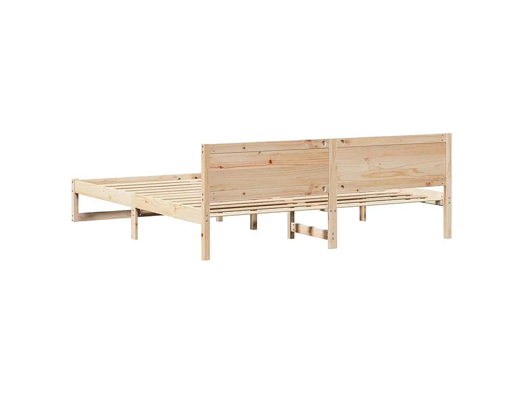 Cadre de lit avec tête de lit Naturel 200 x 200 cm pin massif