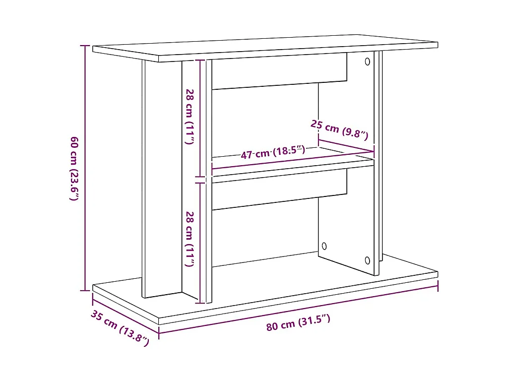 Soporte de acuario de tablero de madera, 80 × 35 × 60 cm