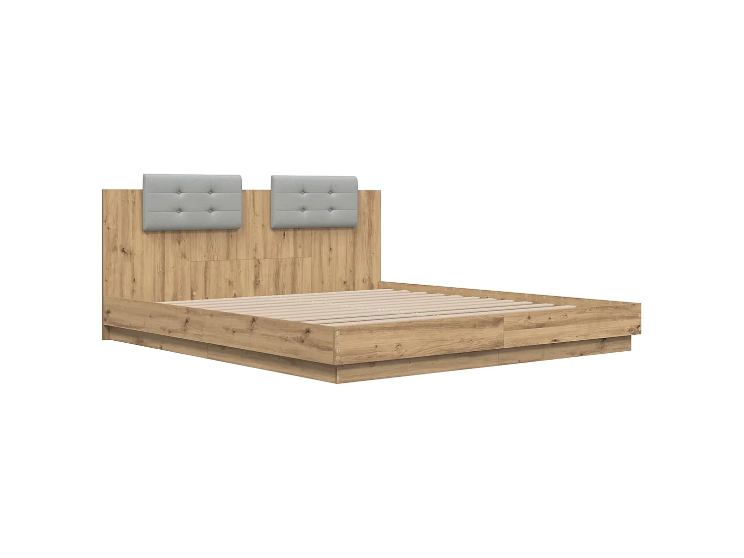 Estructura de cama con cabecero Roble artisan para dormitorio, 200 × 200 cm