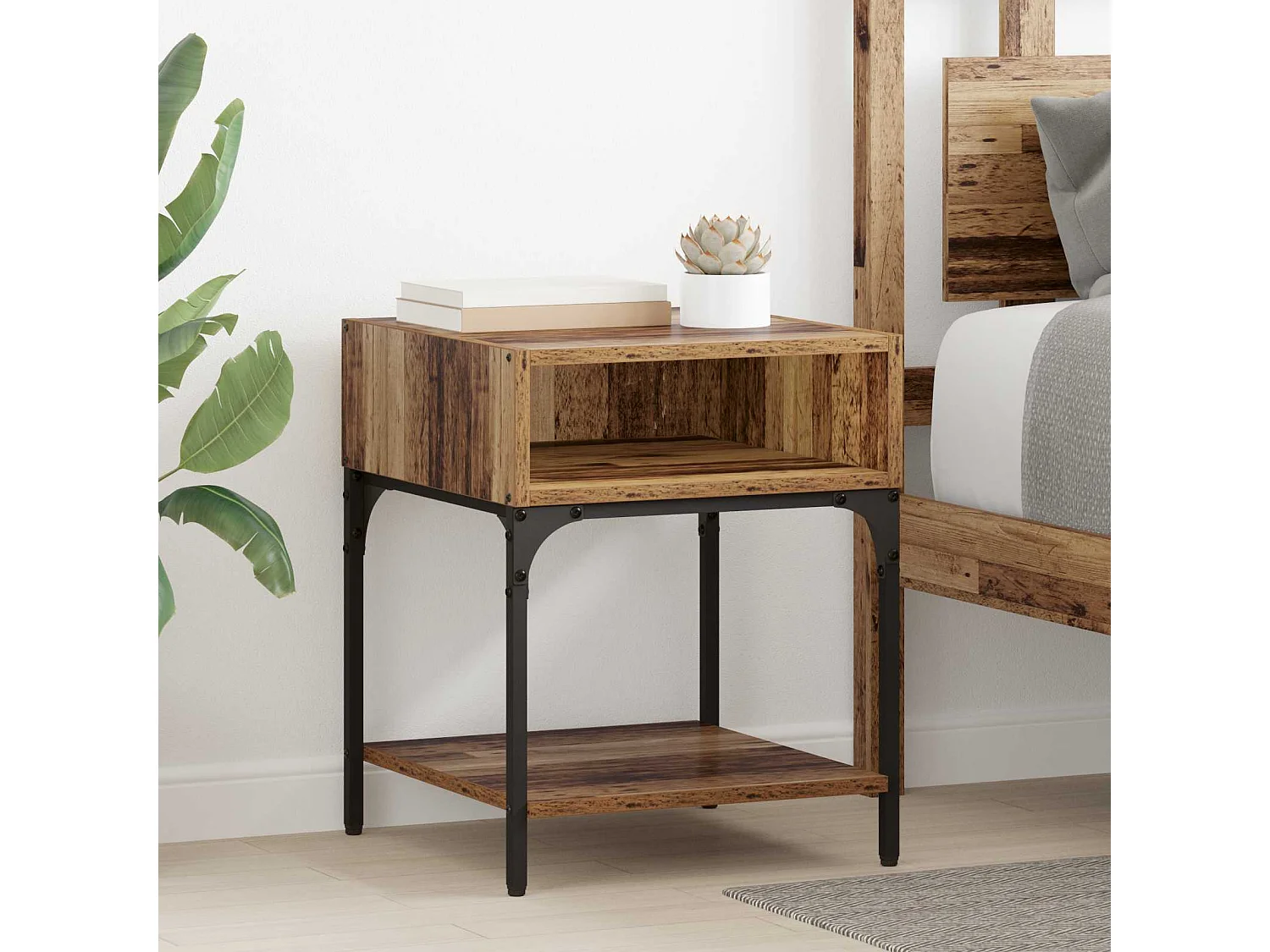 Table de chevet Bois ancien 40 x 40 x 50 cm Bois d'ingénierie