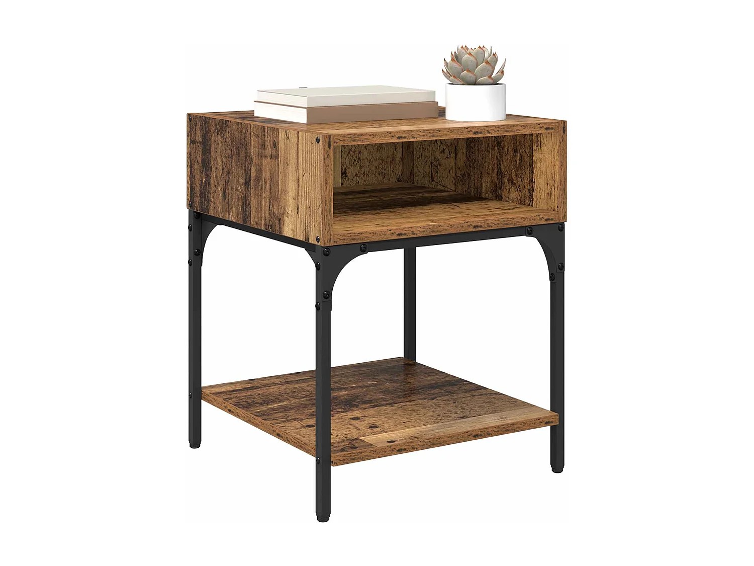 Table de chevet Bois ancien 40 x 40 x 50 cm Bois d'ingénierie