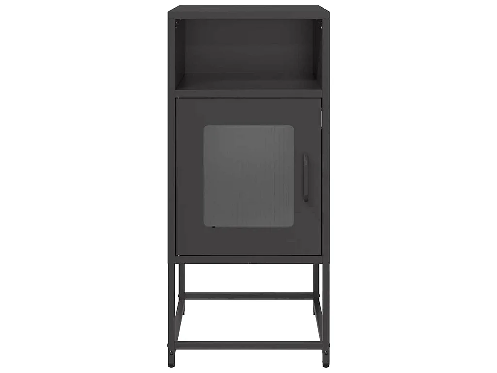 Mesita de noche de acero laminado en frío negra, 36 × 39 × 78 cm