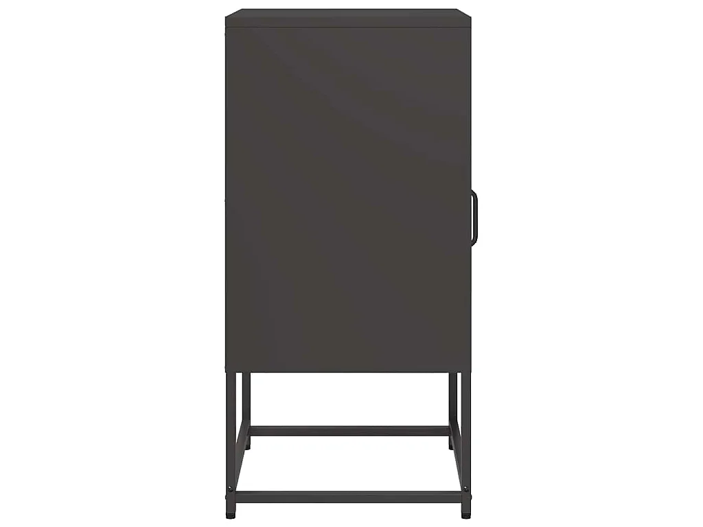 Mesita de noche de acero laminado en frío negra, 36 × 39 × 78 cm