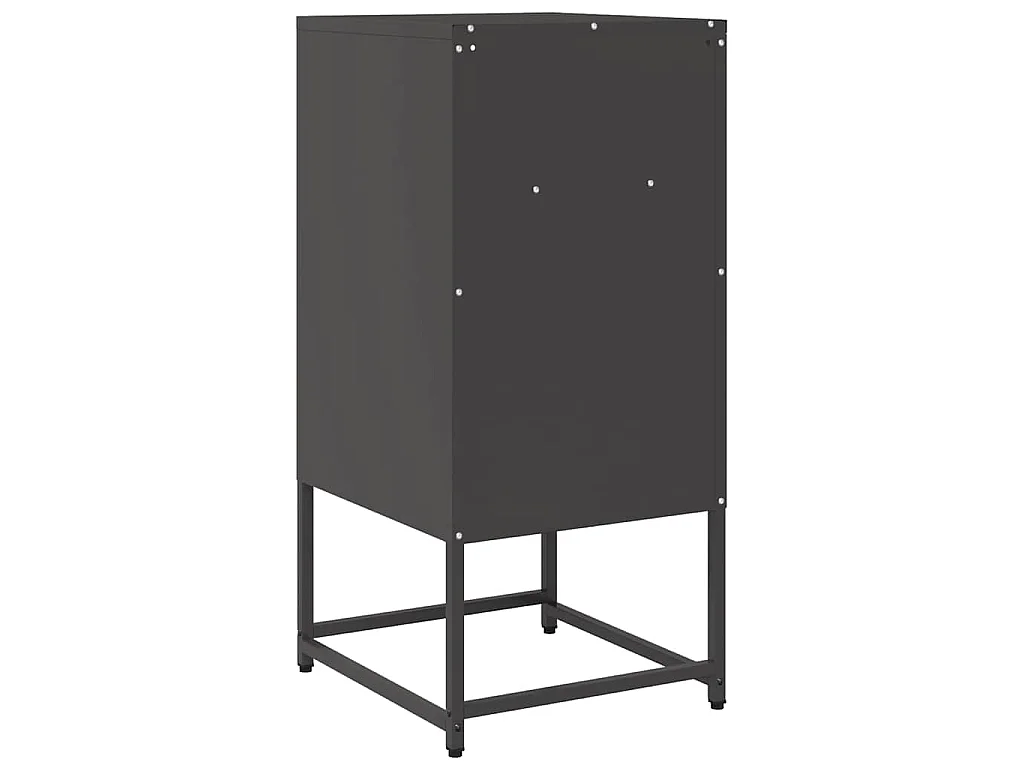 Mesita de noche de acero laminado en frío negra, 36 × 39 × 78 cm
