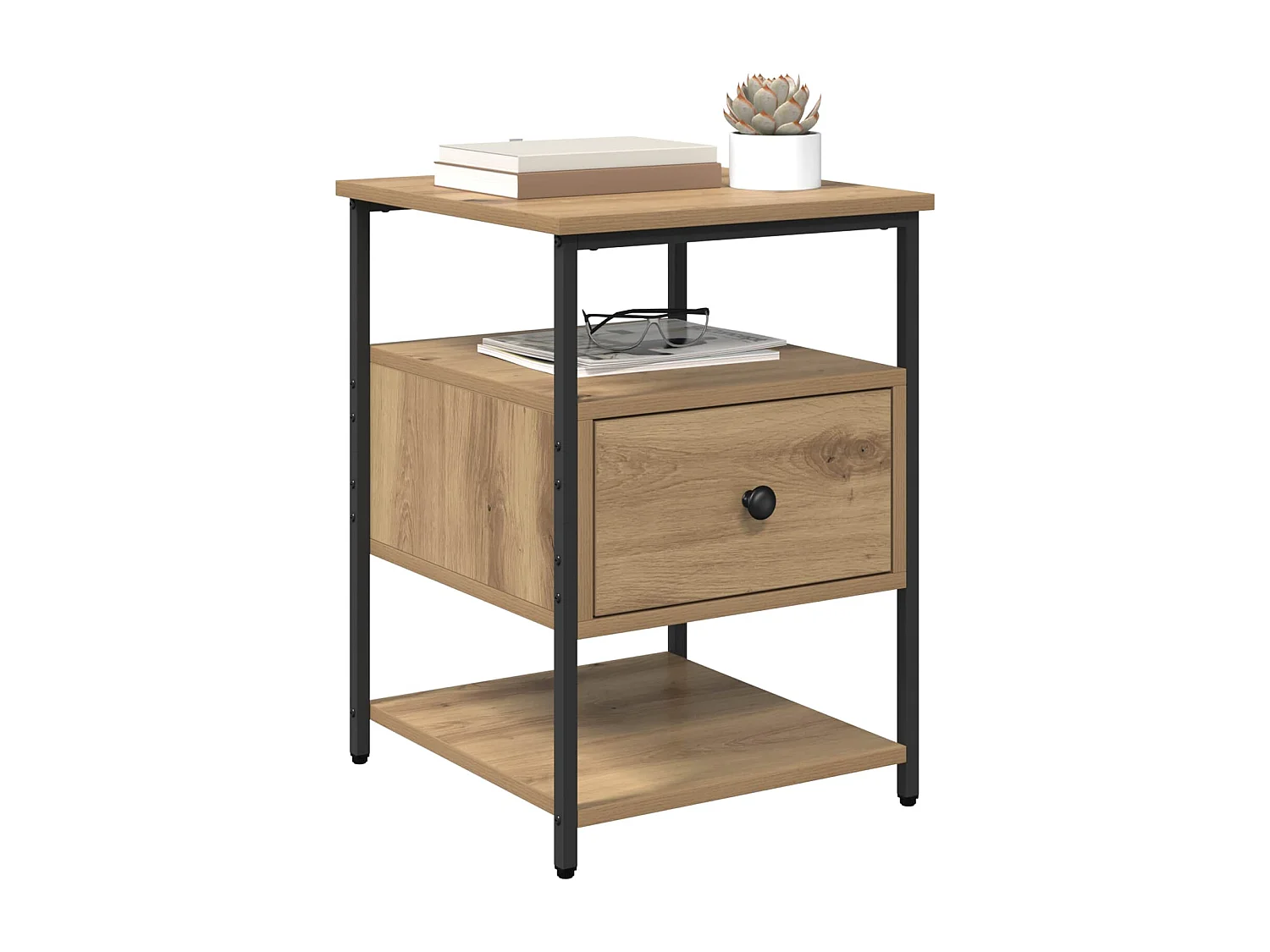 Cabinet de chevet avec tiroir Chêne artisanal 40 x 42 x 56 cm