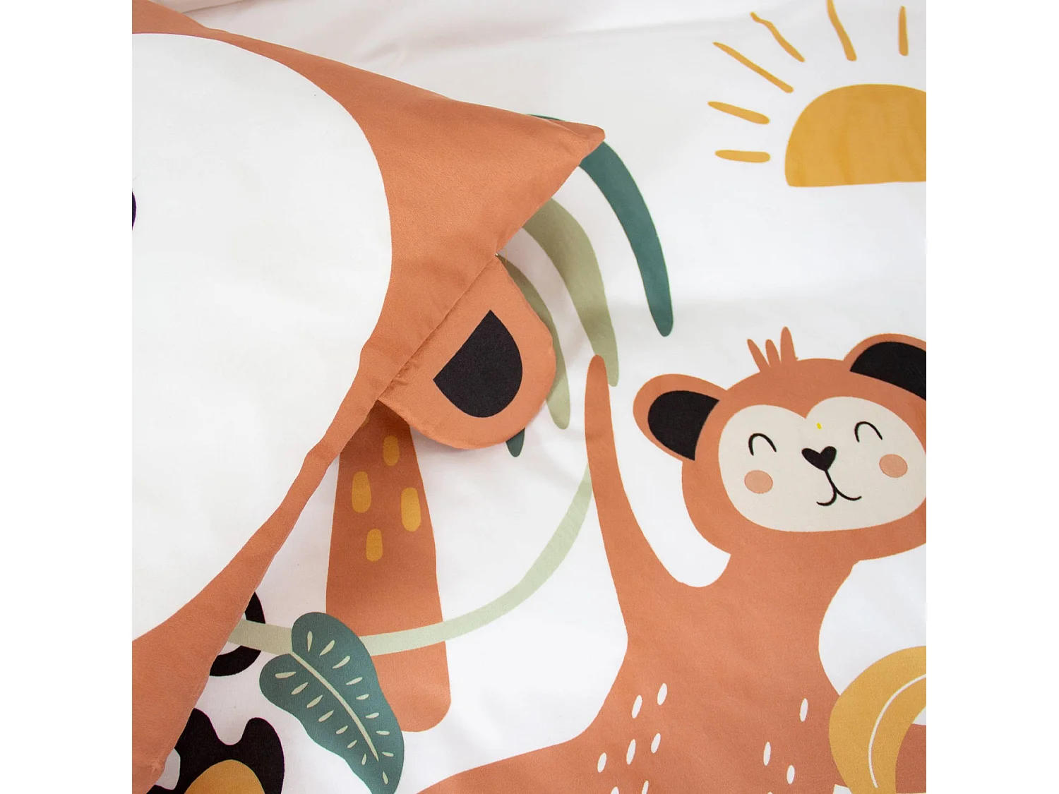 Parure de lit microfibre réversible imprimé singe 1 place 140x200cm - Arthur