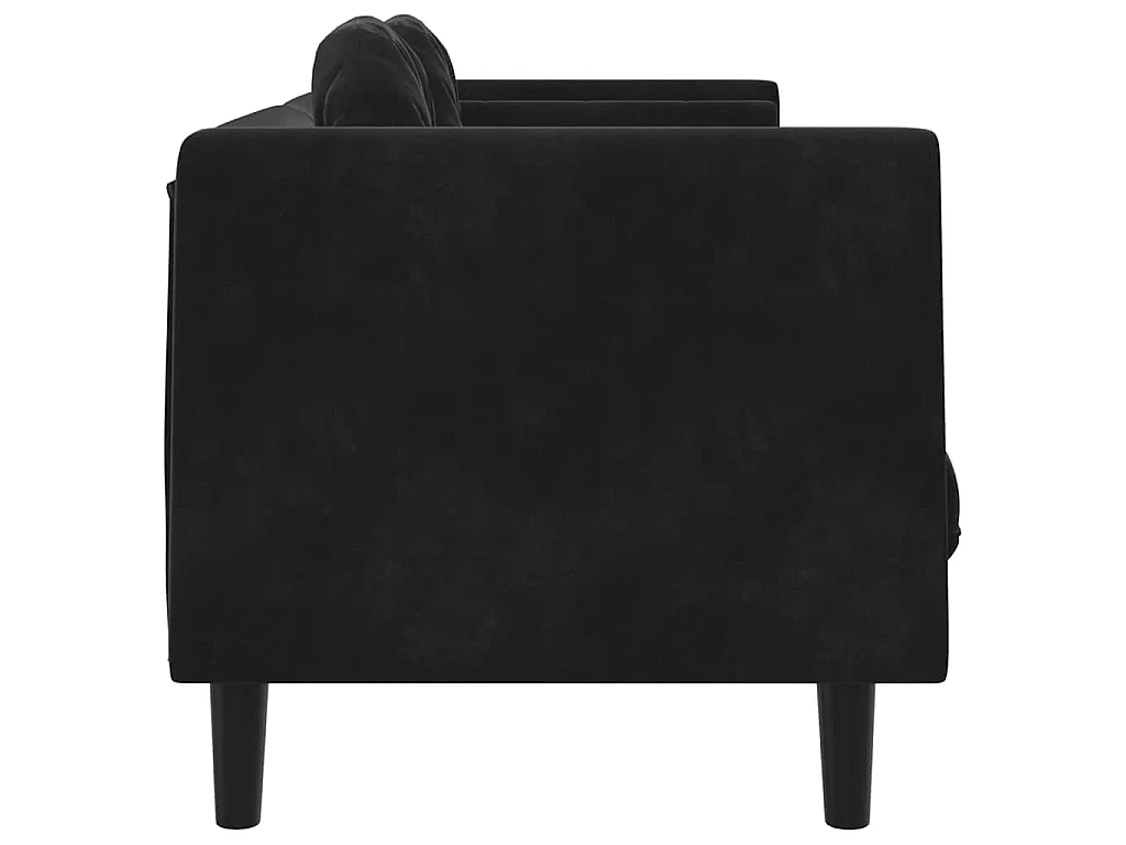 Sofá con cojines de 3 plazas de terciopelo negro