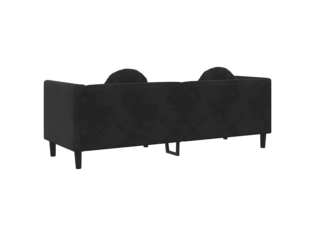 Sofá con cojines de 3 plazas de terciopelo negro