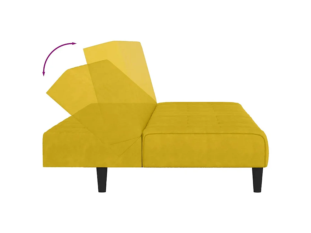 Sofá cama de 2 plazas de terciopelo amarillo