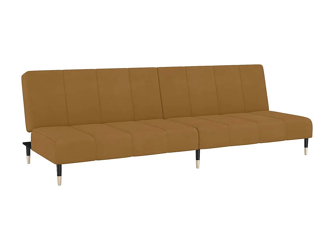 Sofá cama de 2 plazas de terciopelo marrón para salón