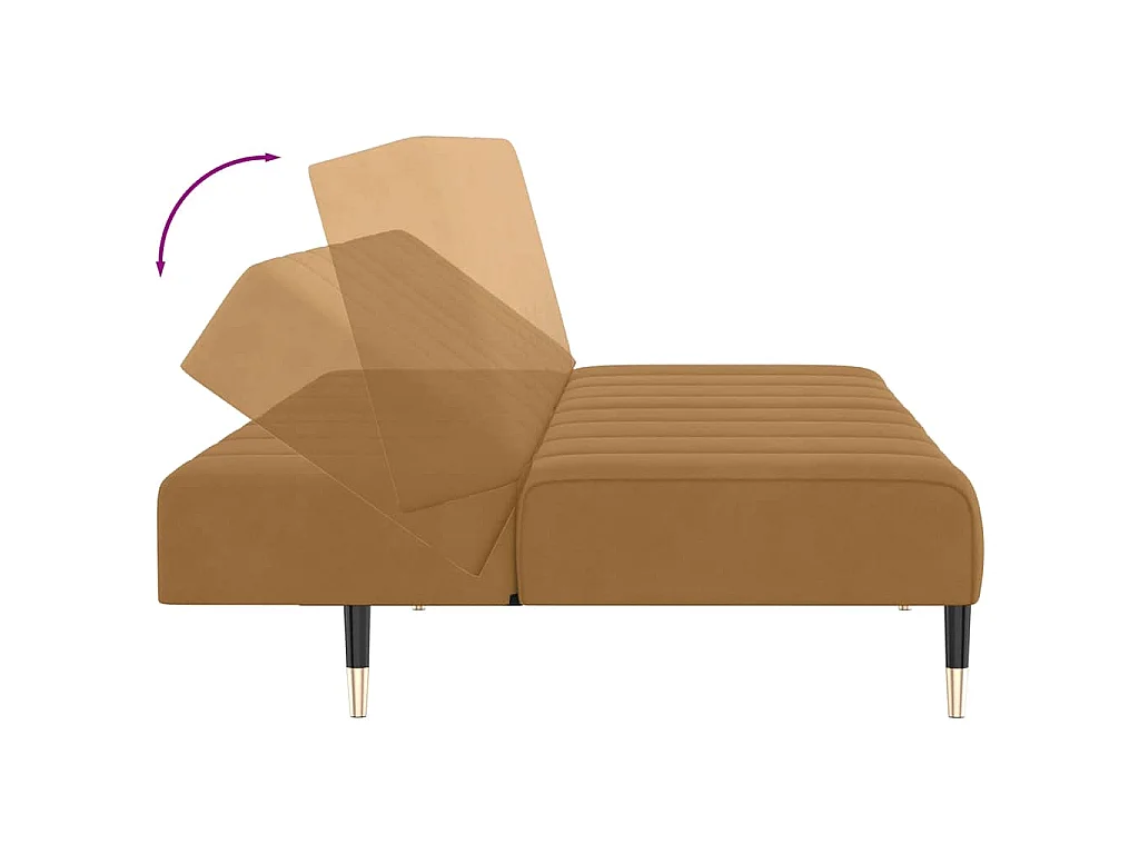 Sofá cama de 2 plazas de terciopelo marrón para salón